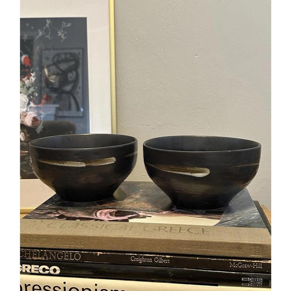 Set of Two Joseph Abboud Stoneware SOLARIS 6" Cereal Soup Catch All Bowls